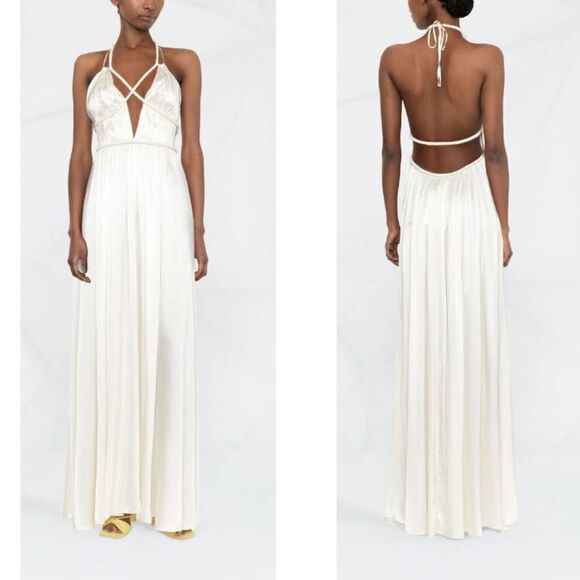 Cult Gaia Silk Salee open-back gown white US8 - Picture 6 of 12